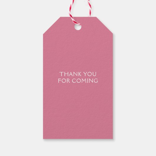 Roze Bow Coquette Eerste Verjaardag Cadeaulabel (Achterkant)