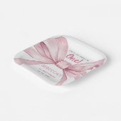 Roze Bow Coquette Eerste Verjaardag Papieren Bordje (Gebogen)