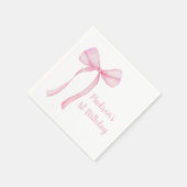 Roze Bow Coquette Eerste Verjaardag Servet (Hoek)