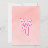 Roze Bow Coquette Elegant Modern Elegant Huwelijk Kaart (Achterkant)