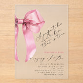 Roze Bow Coquette Elegant Vrijgezellenfeest Acryl Uitnodigingen (Voorkant)