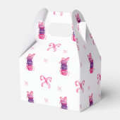 Roze Bow Coquette Elegante Macaron bruiloft Bedankdoosjes (Achterkant)