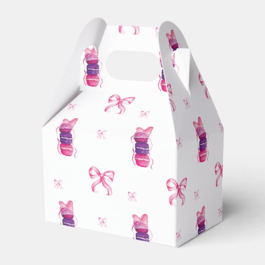 Roze Bow Coquette Elegante Macaron bruiloft Bedankdoosjes (Achterkant)