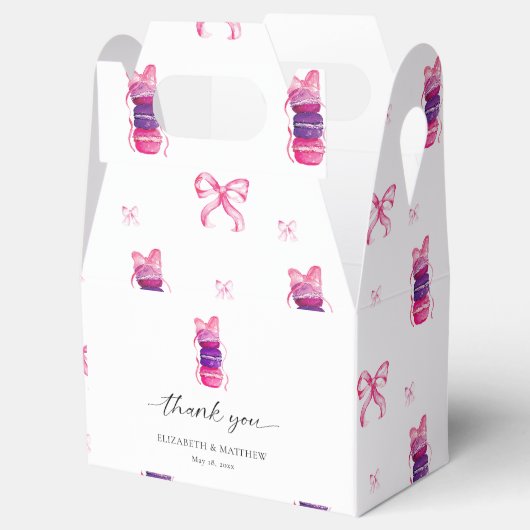 Roze Bow Coquette Elegante Macaron bruiloft Bedankdoosjes (Geopend)