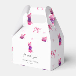 Roze Bow Coquette Elegante Macaron bruiloft Bedankdoosjes