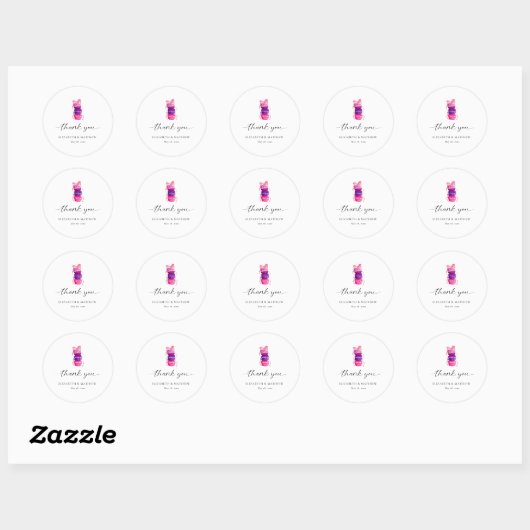 Roze Bow Coquette Elegante Macaron bruiloft Ronde Sticker (Vel)