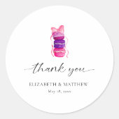 Roze Bow Coquette Elegante Macaron bruiloft Ronde Sticker (Voorkant)
