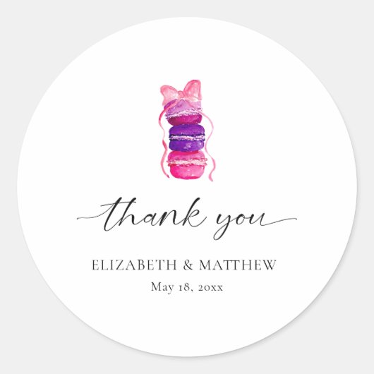 Roze Bow Coquette Elegante Macaron bruiloft Ronde Sticker (Voorkant)