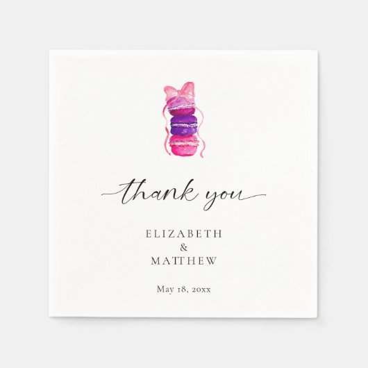 Roze Bow Coquette Elegante Macaron bruiloft Servet (Voorkant)