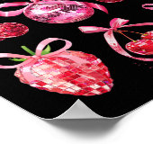 Roze Bow Coquette Esthetiek Y2k Kersen Aardbei Poster (Hoek)