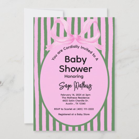 Roze Bow Coquette Esthetisch Meisje Baby shower (Voorkant)