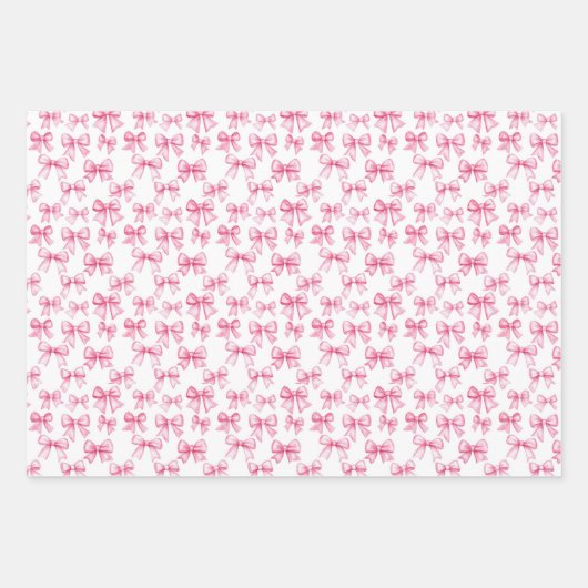 Roze Bow Coquette Esthetische Baby shower Verjaard Inpakpapier Vel (Voorkant 3)