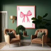 Roze Bow Coquette Esthetische Spelen Kaart Poster