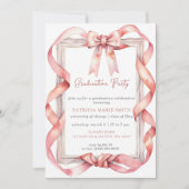 Roze Bow Coquette Foto Afstudeerfeest Kaart (Voorkant)