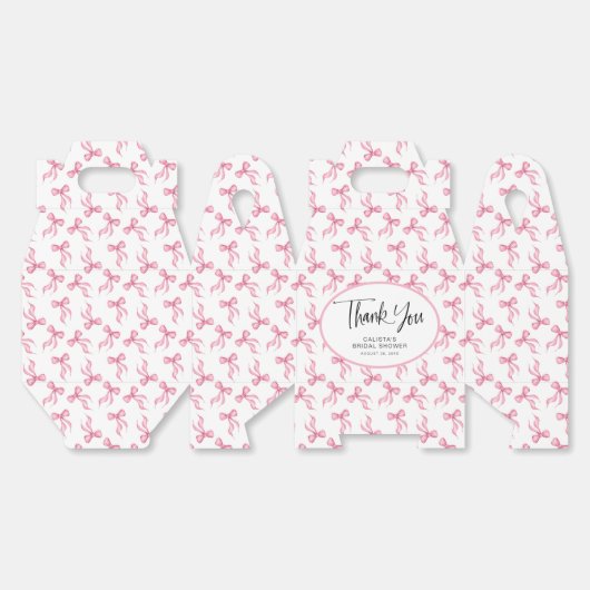 Roze Bow Coquette gepersonaliseerd Vrijgezellenfee Bedankdoosjes (Ongevouwen)