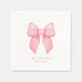 Roze Bow Coquette Gepersonaliseerde Naam Servet