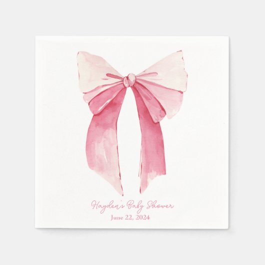 Roze Bow Coquette gepersonaliseerde servet (Voorkant)