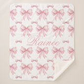 Roze Bow Coquette Gepersonaliseerde Y2K Bow Girly  Sherpa Deken (Voorkant)