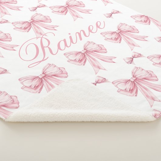 Roze Bow Coquette Gepersonaliseerde Y2K Bow Girly  Sherpa Deken (3/4)