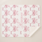 Roze Bow Coquette Gepersonaliseerde Y2K Bow Girly Sherpa Deken (Voorkant (horizontaal))