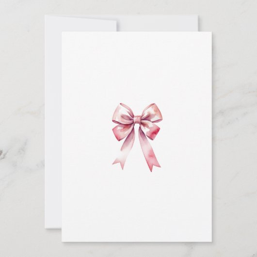 Roze Bow Coquette Girly 1e verjaardag Uitnodiging (Achterkant)