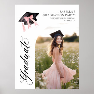 Roze Bow Coquette Graduation Cap Afstuderen Welkom Poster
