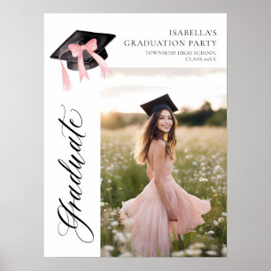 Roze Bow Coquette Graduation Cap Afstuderen Welkom Poster