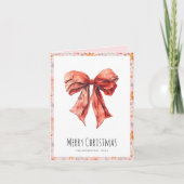 Roze Bow Coquette Kerstfoto Feestdagen Kaart (Voorkant)