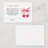 Roze Bow Coquette Luier Raffle Baby shower Informatiekaartje (Voorkant / Achterkant)