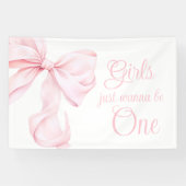 Roze Bow Coquette Meisje 1e verjaardag Spandoek (Horizontaal)