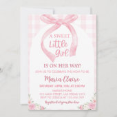 Roze Bow Coquette Meisje Baby shower Invitation Kaart (Voorkant)