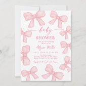 Roze Bow Coquette Meisje Baby shower Kaart (Voorkant)