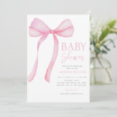 Roze Bow Coquette Meisje Baby shower Kaart (Staand voorkant)
