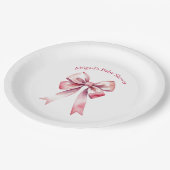 Roze Bow Coquette Meisje Baby shower Papieren Bordje (Gekanteld)
