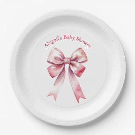 Roze Bow Coquette Meisje Baby shower Papieren Bordje