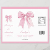 Roze Bow Coquette Meisje Verjaardag Chip Bag Wrapp Flyer (Voorkant)