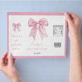 Roze Bow Coquette Meisje Verjaardag Chip Bag Wrapp Flyer (Hand)