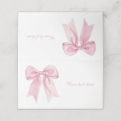 Roze Bow Coquette Meisje Verjaardagsfeestje Eten T Plaatskaartje (Buitenkant ongevouwen)