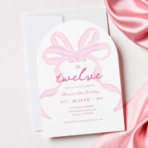 Roze Bow Coquette Meisjes 12e Verjaardag Party Arc Kaart