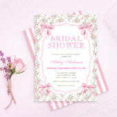 Roze Bow Coquette Moderne Bruidsdouche Uitnodiging
