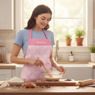 Roze Bow Coquette Moderne Girly gepersonaliseerde  Schort