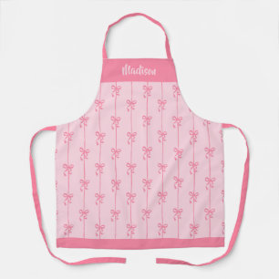 Roze Bow Coquette Moderne Girly gepersonaliseerde  Schort