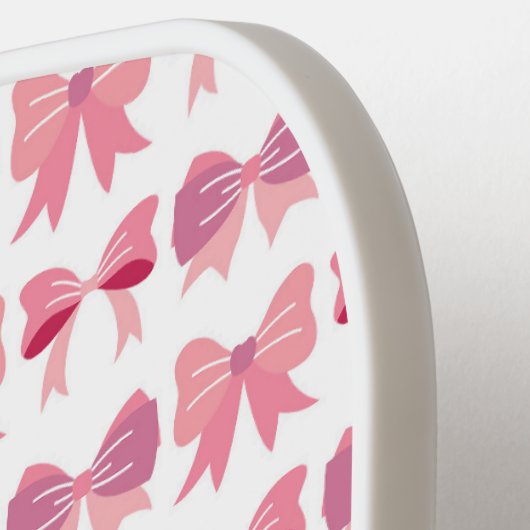 Roze Bow Coquette Patroon Monogram Initiaal Pickleball Paddle (Links Detail)