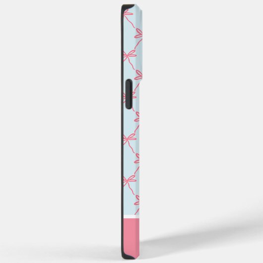 Roze Bow Coquette Patroon op Blauwe Aangepaste Naa Case-Mate iPhone Case (Achterkant / Rechts)