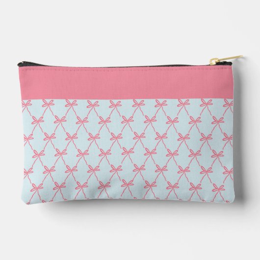 Roze Bow Coquette Patroon op Blauwe Aangepaste Naa Etui (Achterkant)