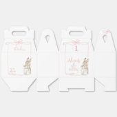 Roze Bow Coquette Peter het Konijn 1e Verjaardag Bedankdoosjes (Ongevouwen)