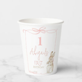 Roze Bow Coquette Peter het Konijn 1e Verjaardag Papieren Bekers