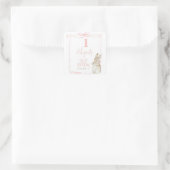 Roze Bow Coquette Peter het Konijn 1e Verjaardag Vierkante Sticker (Tas)
