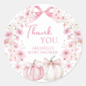 Roze Bow Coquette Pompoen Baby shower Sticker (Voorkant)