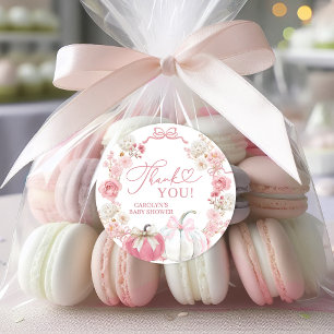 Roze Bow Coquette Pompoen Sticker Label